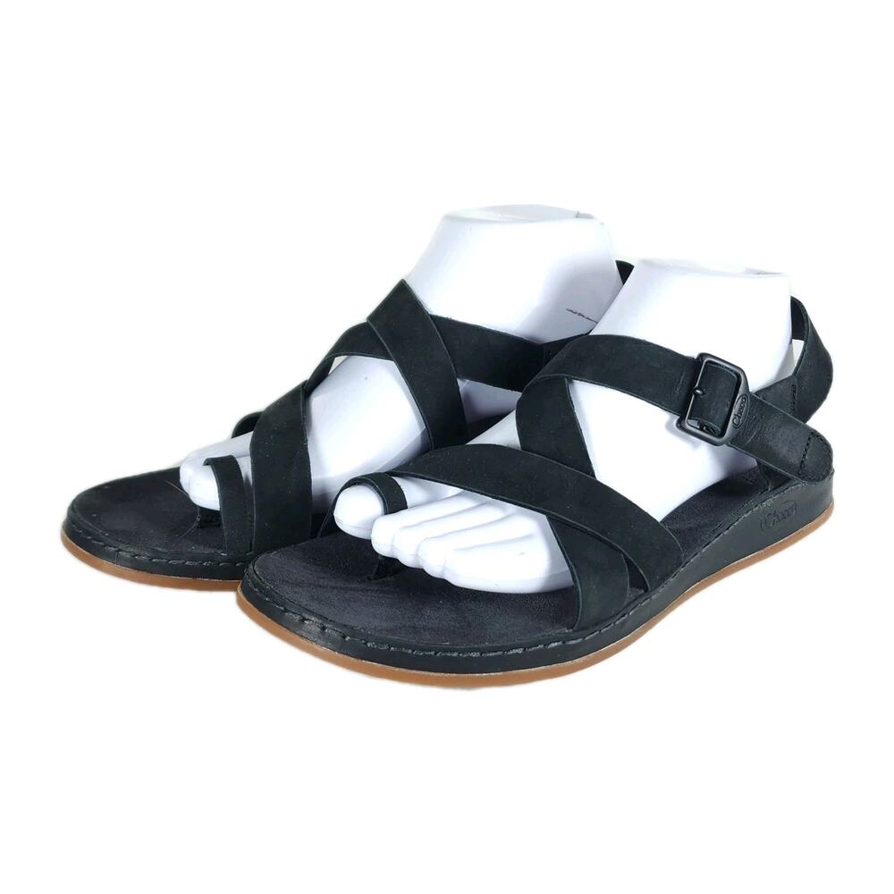 Chaco Black Strappy Leather Sandals